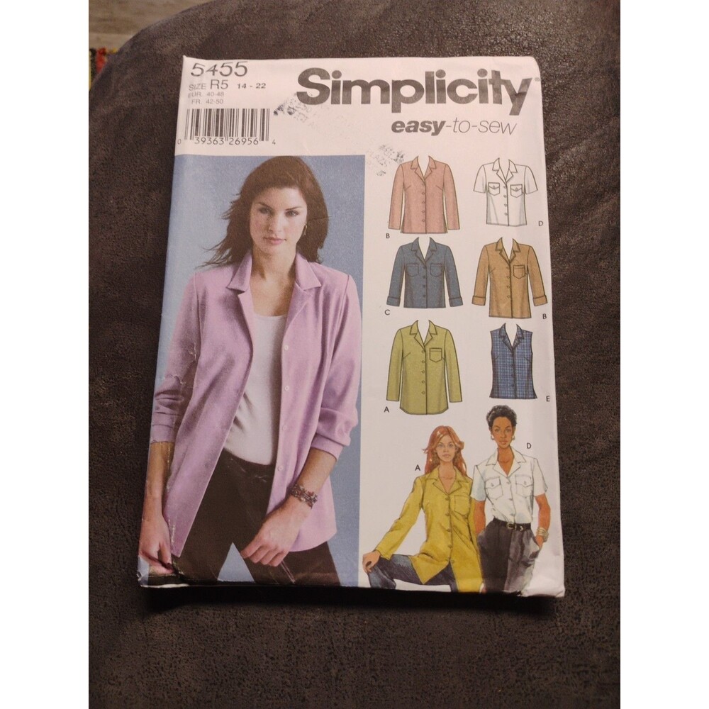 Simplicity Pattern 5455 Misses Shirt Plus Size R5 14-22